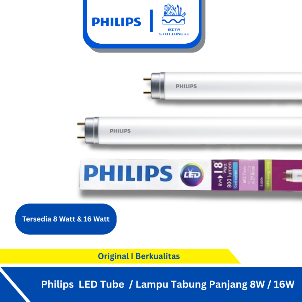 [INSTANT] Philips LED Tube / Lampu Neon Tabung Panjang 8W / 16W Putih Terang