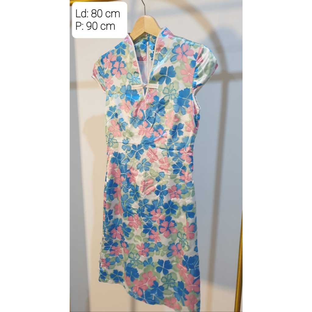 {D'Luxury_id} CHEONGSAM WANITA BIRU MURAH ELEGAN