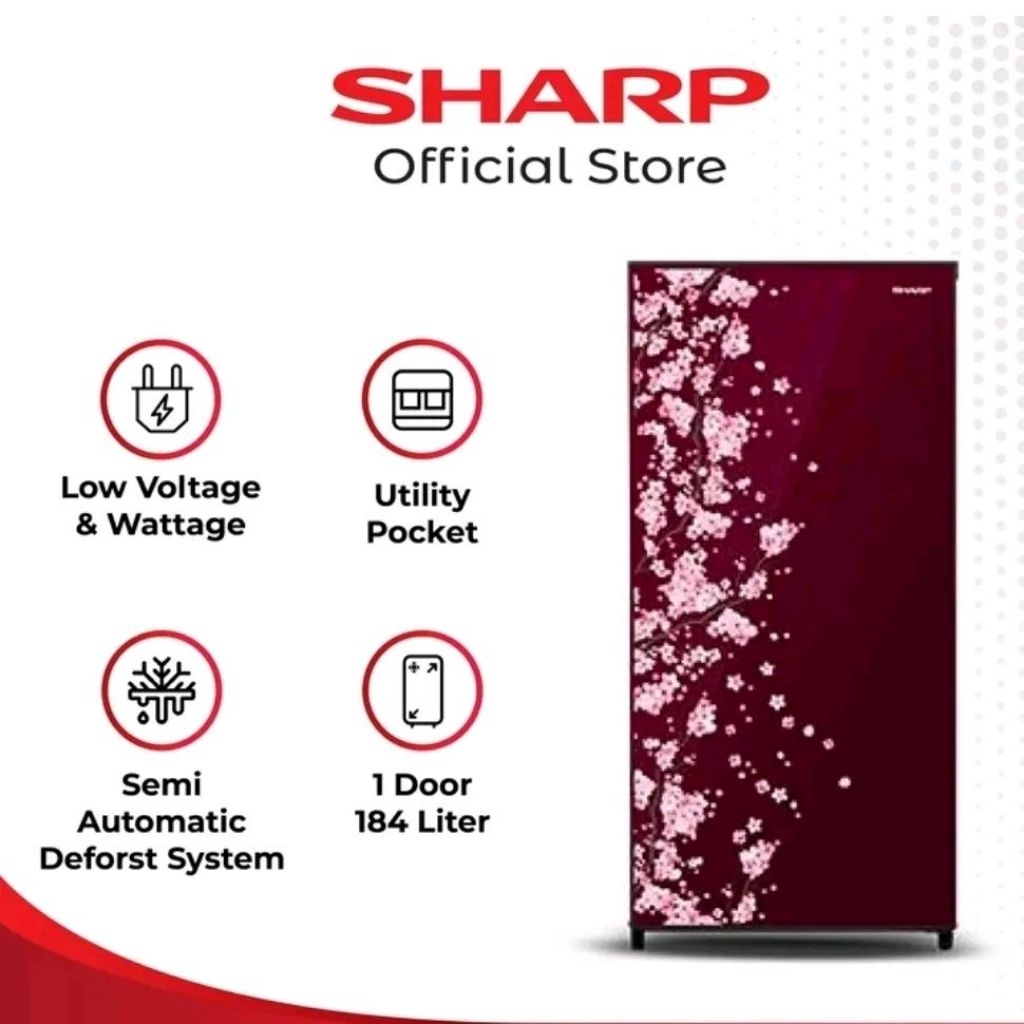 Kulkas 1 Pintu Sharp SJ-N192D | Lemari es SJN192D N192 D VB VR sakura