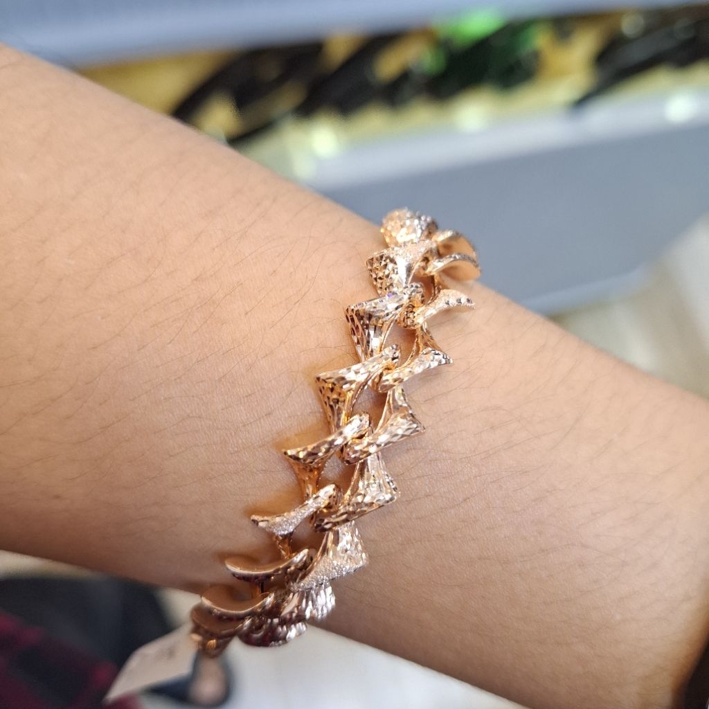 CHIBI LOKASARI - Gelang tangan ukir Rantai terbaru emas 750 kadar 17k