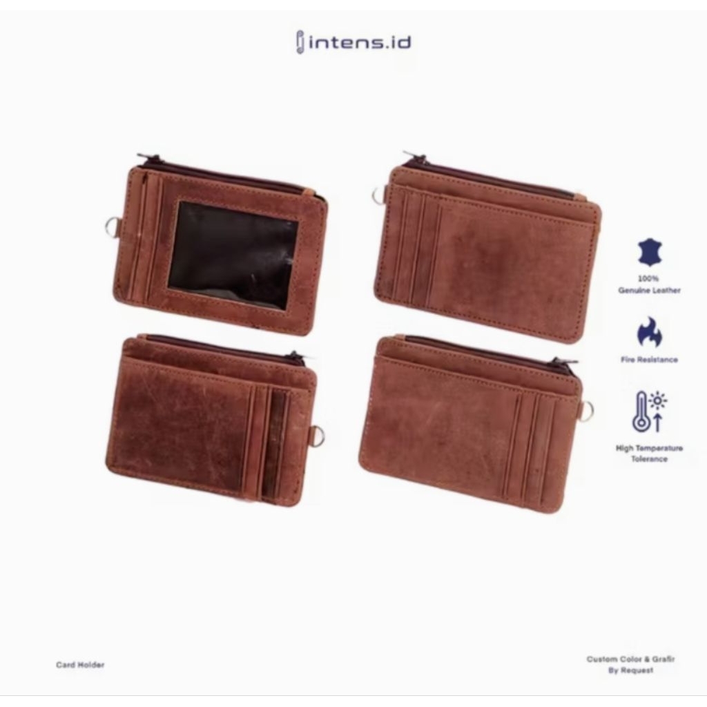 Gantungan id card holder kulit name tag kulit dompet name tag kulit asli