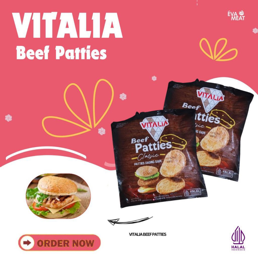 Vitalia beef patties / Bernardi beef patties classic 6 biji / beef patties / beef patties daging sap