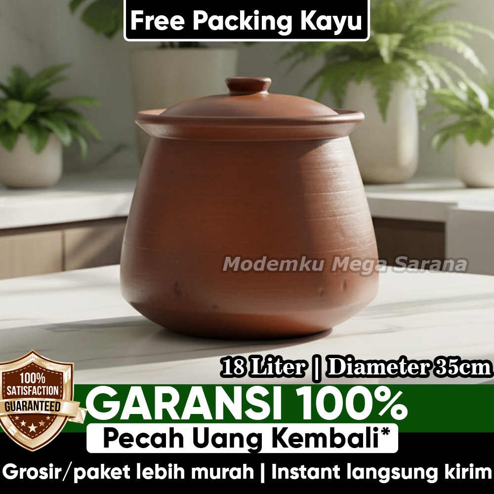 Kuali Besar Jumbo Tanah Liat Gerabah Kuwali Kwali - Diameter 35 cm - 18 Liter