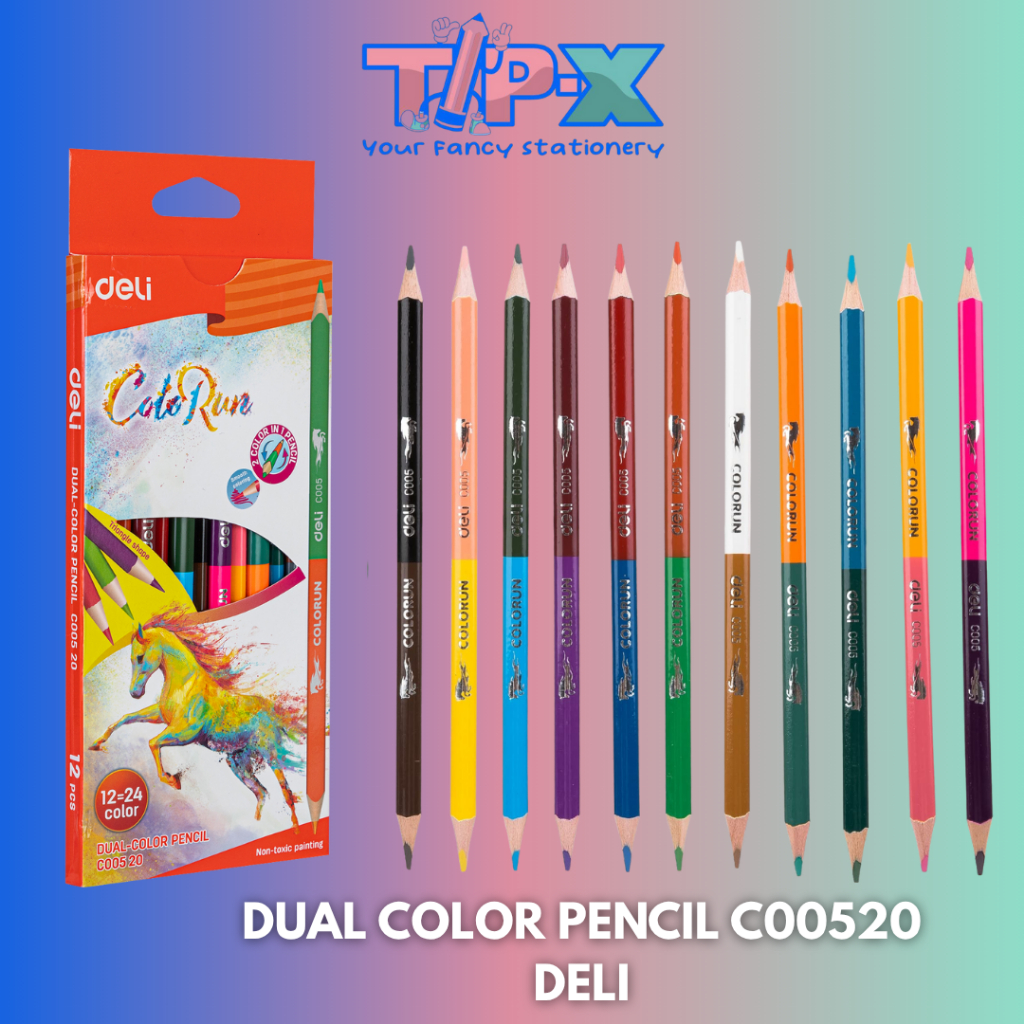 DUAL COLOR PENCIL C00520 DELI/PENSIL DUAL WARNA DELI