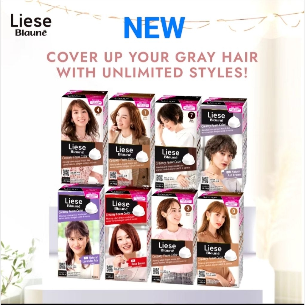 Original! (BPOM) Liese Blaune Creamy Foam Color for gray hair rambut beruban uban cat rambut bubble