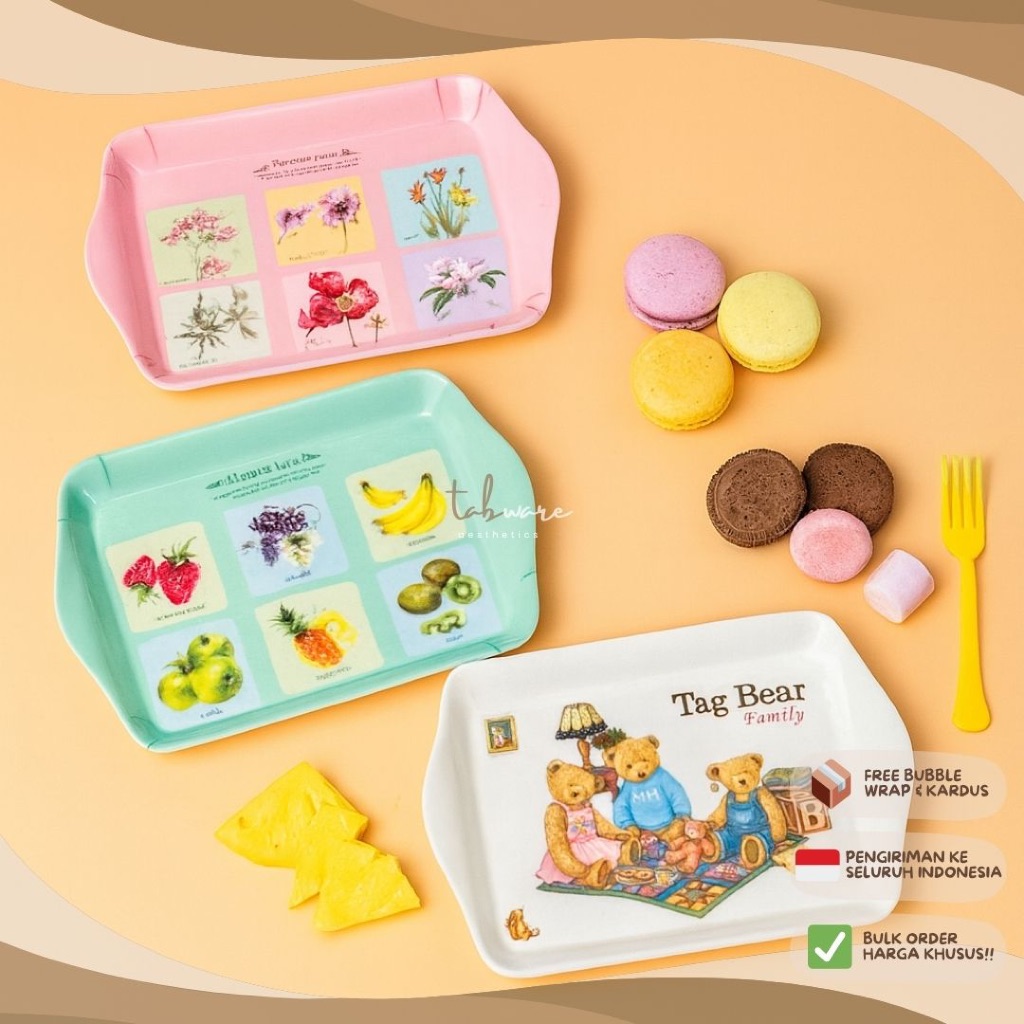 (1pc) Baki Mini Melamine 21cm / Piring Saji Kecil Jajan Lepek Kue Kering Dessert / Souvenir