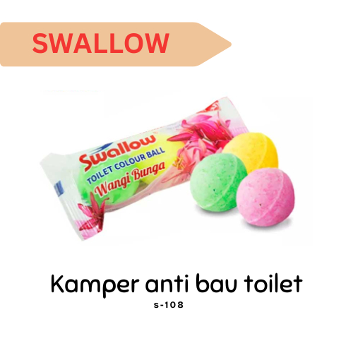 KAMPER KAPUR BARUS BOLA ISI 3 SWALLOW TOILET COLOUR BALL PENGHARUM KAMAR MANDI 120 GR