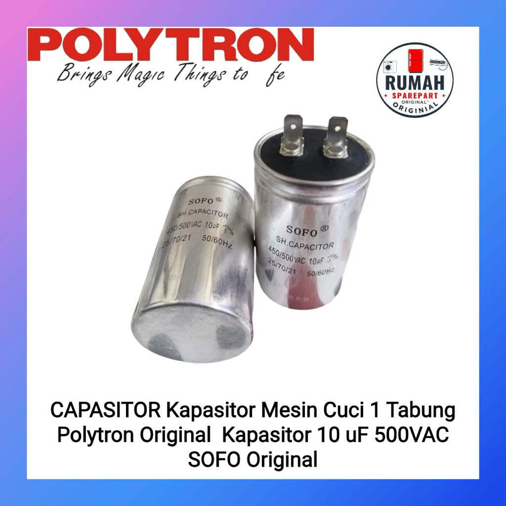 CAPASITOR  MESIN CUCI POLYTRON  1 TABUNG 10UF NEW ORIGINAL