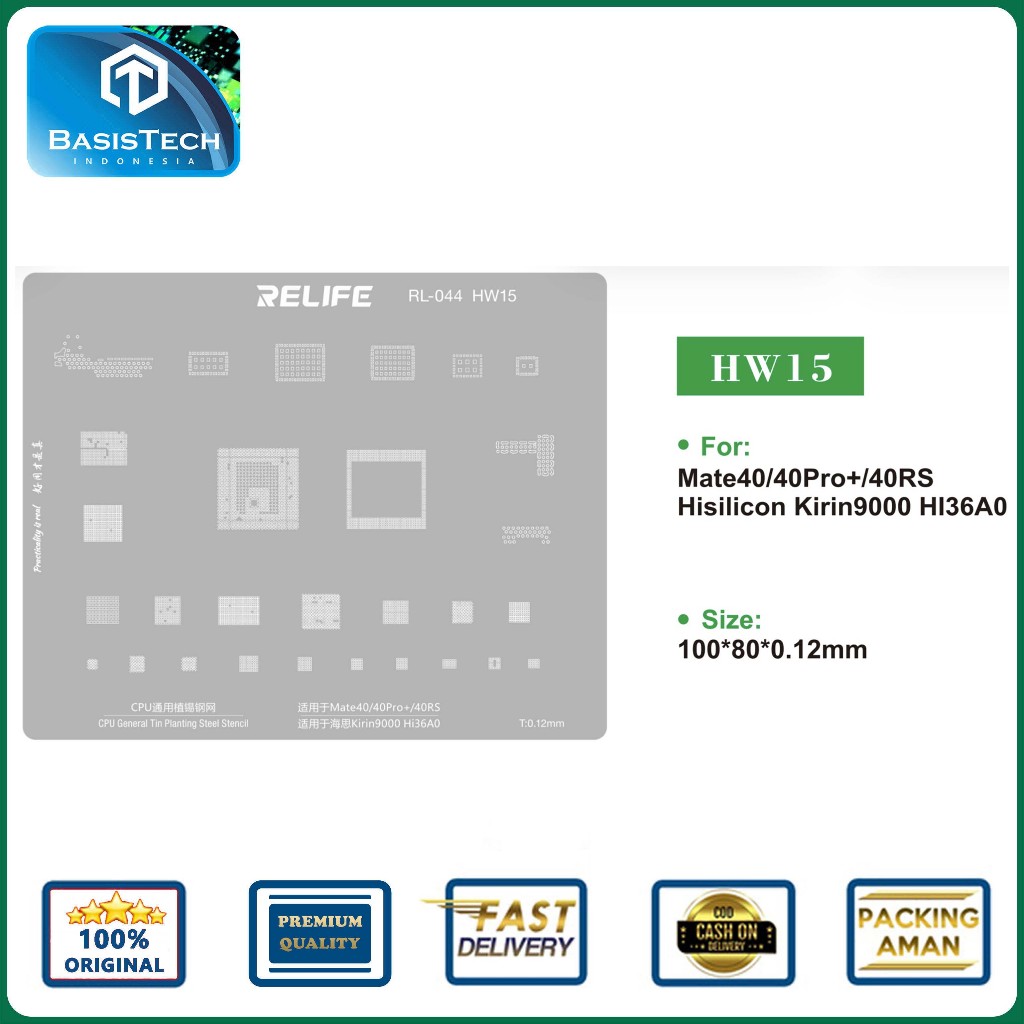 STENCIL PLAT CETAKAN IC BGA CPU REBALLING RELIFE RL-044 HW15 FOR HUAWEI MATE 40 - MATE 40 PRO PLUS -