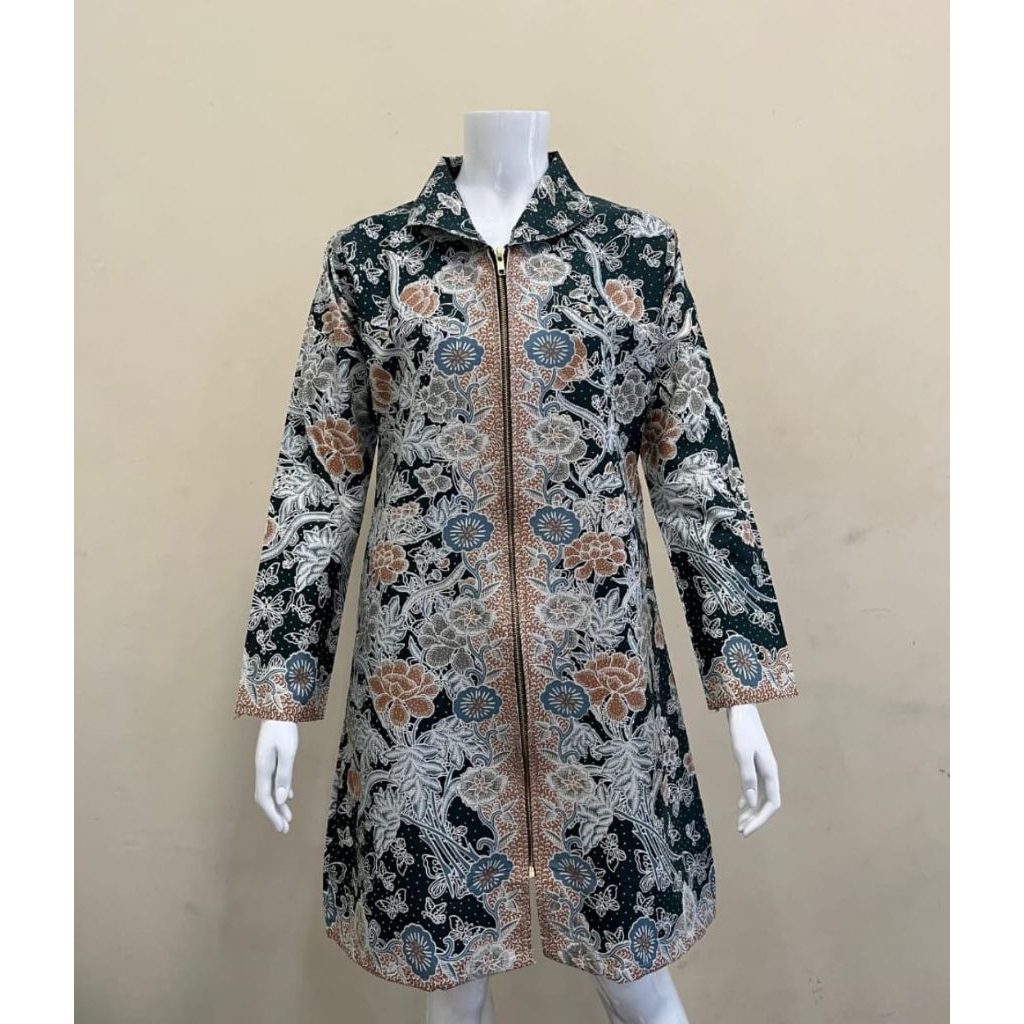 Tunik batik wanita motif terbaru rit ykk premium lapisan puring tricot