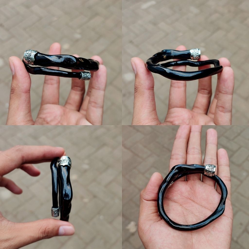 Gelang Akar Bahar Hitam Polos Variasi Alpaca Asli Berkualitas / Akar Bahar Asli