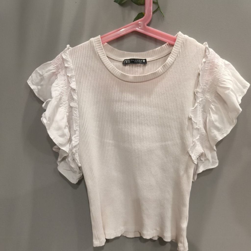 atasan kaos knit crop top zara