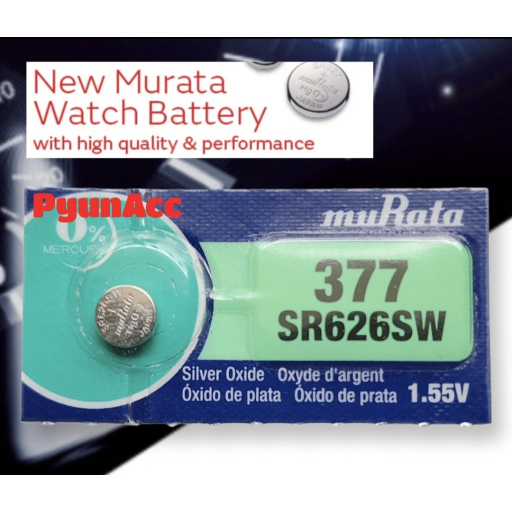 Baterai jam tangan 377 626 murata