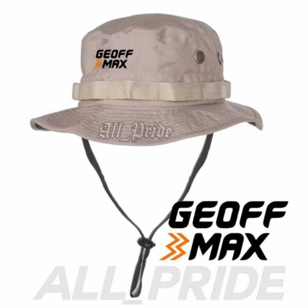 topi Rimba Gunung Outdoor Hiking Caping Hat Tali Premium Original Pria Wanita Logo GEOFF MAX