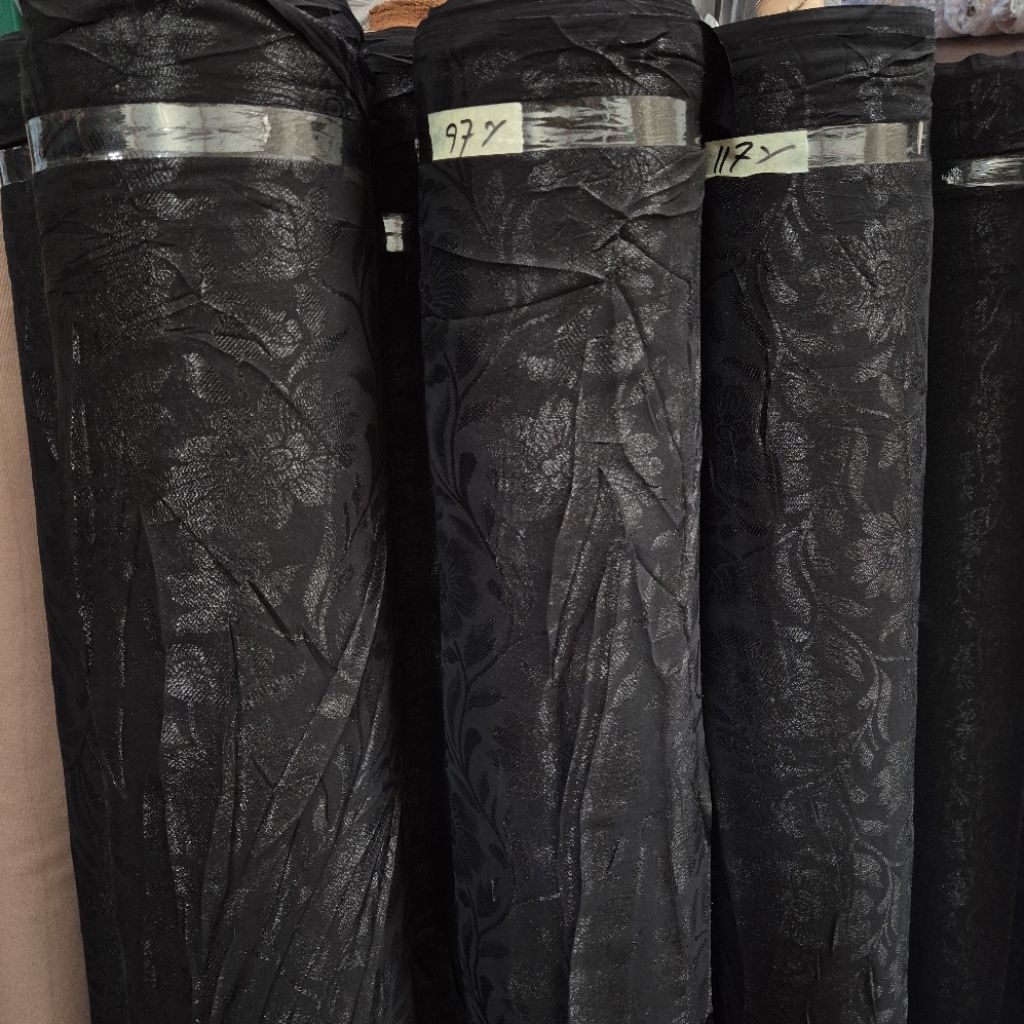 (Warna Hitam) Kain Sifon Jaguar Glossy Motif - Kain Sifon Jaguar Glossy Premium Motif