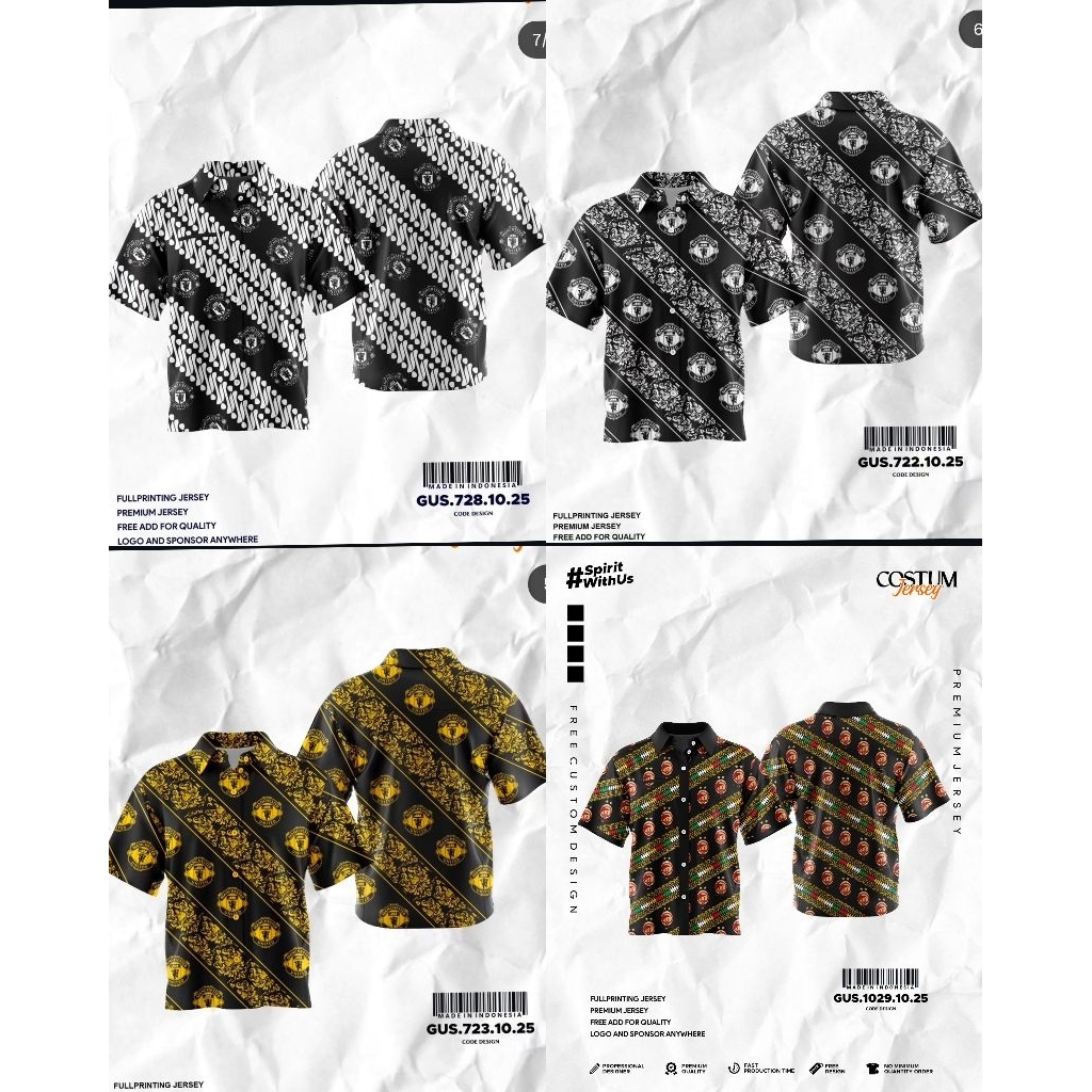 Batik MU Printing/Kemeja Batik Man Utd Printing/Batik Sriwijaya FC