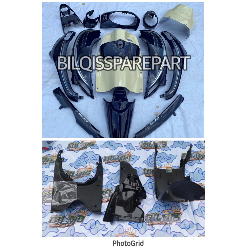 Cover full set body halus scoopy fi esp tahun 2013 2014 2015 2016 warna biru navy dongker cream