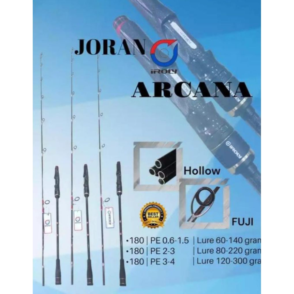Joran pancing jigging iroly arcana carbon solid 180cm pe3 pe4