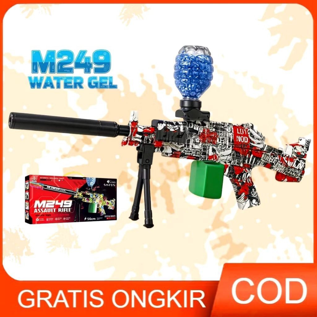 Mainan Anak Electric Baterai Charge Pistol/Tembakan Water Gel Crystal Bullet M249
