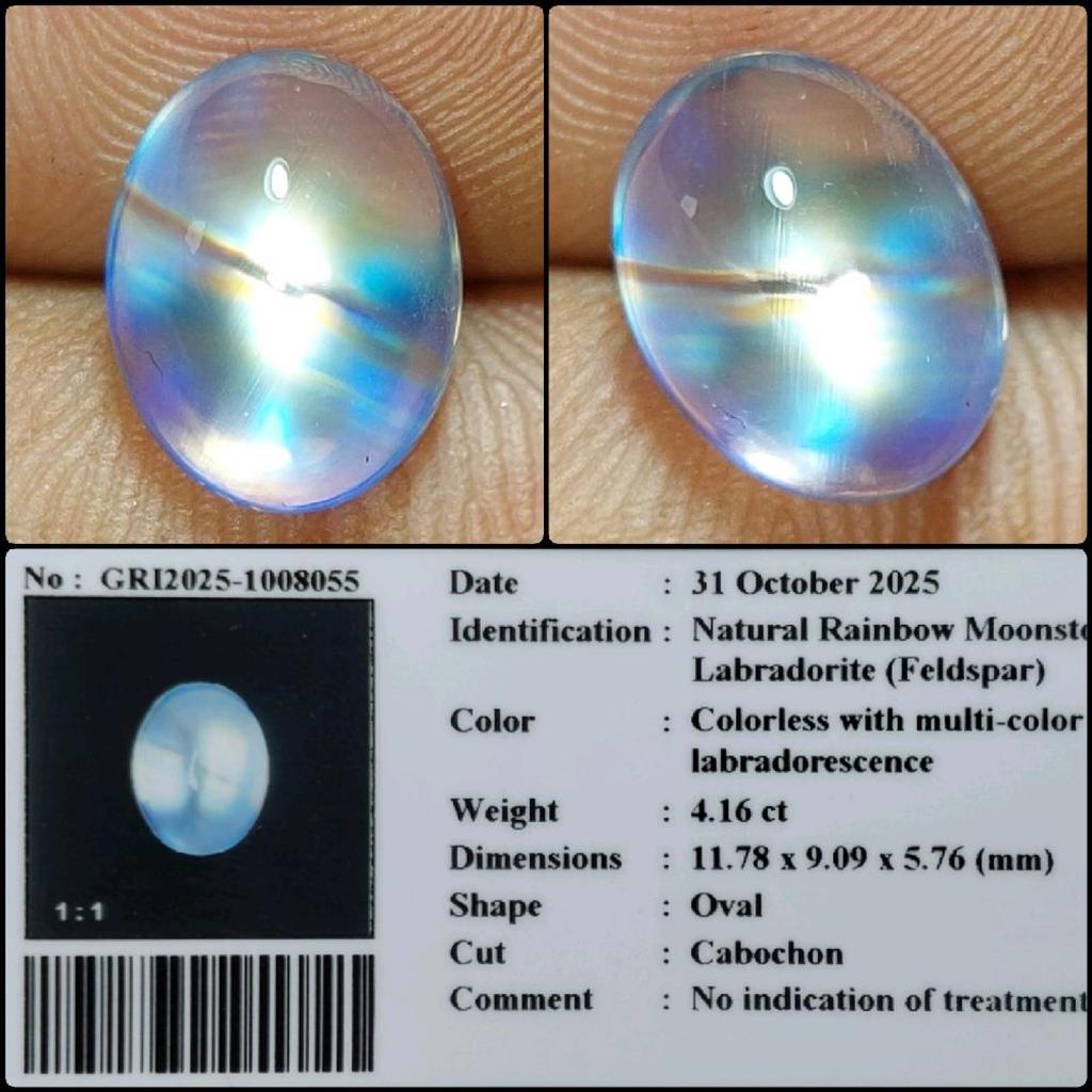 Natural Rainbow Moonstone Crystal Clean Strong Fenomena Gems Batu Permata Biduri Bulan Asli