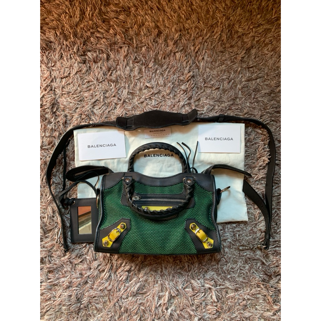 BALENCIAGA - Green Mini City 2Way Bag With Mirror