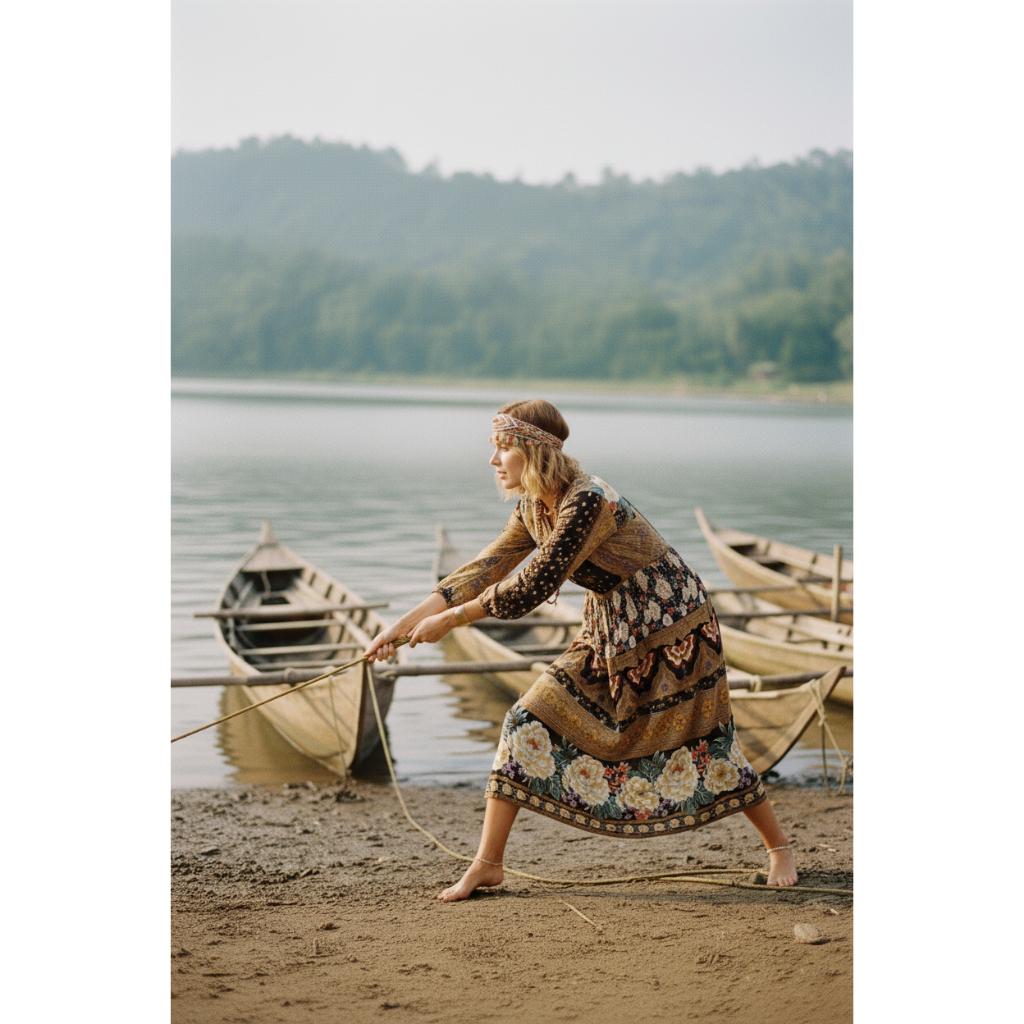 Dress Saga Coklat Tua