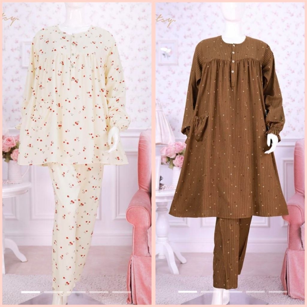 Pajamas Ster Coffe XL, Summer, Slepware Ditsy, Tillie, Fraise pajamas, elan vintage oktober 2025