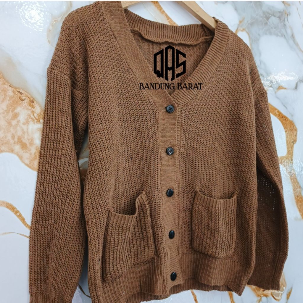 CARDIGAN RAJUT WARNA MOCCA TUA,BAJU ATASAN, RAJUT WANITA, OVERSIZE,POLOS, BASIC CARDIGAN
