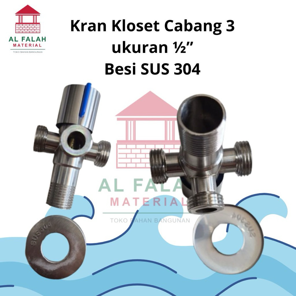 Kran Kloset Cabang 3 ukuran 1/2” bahan Steel SUS 304
