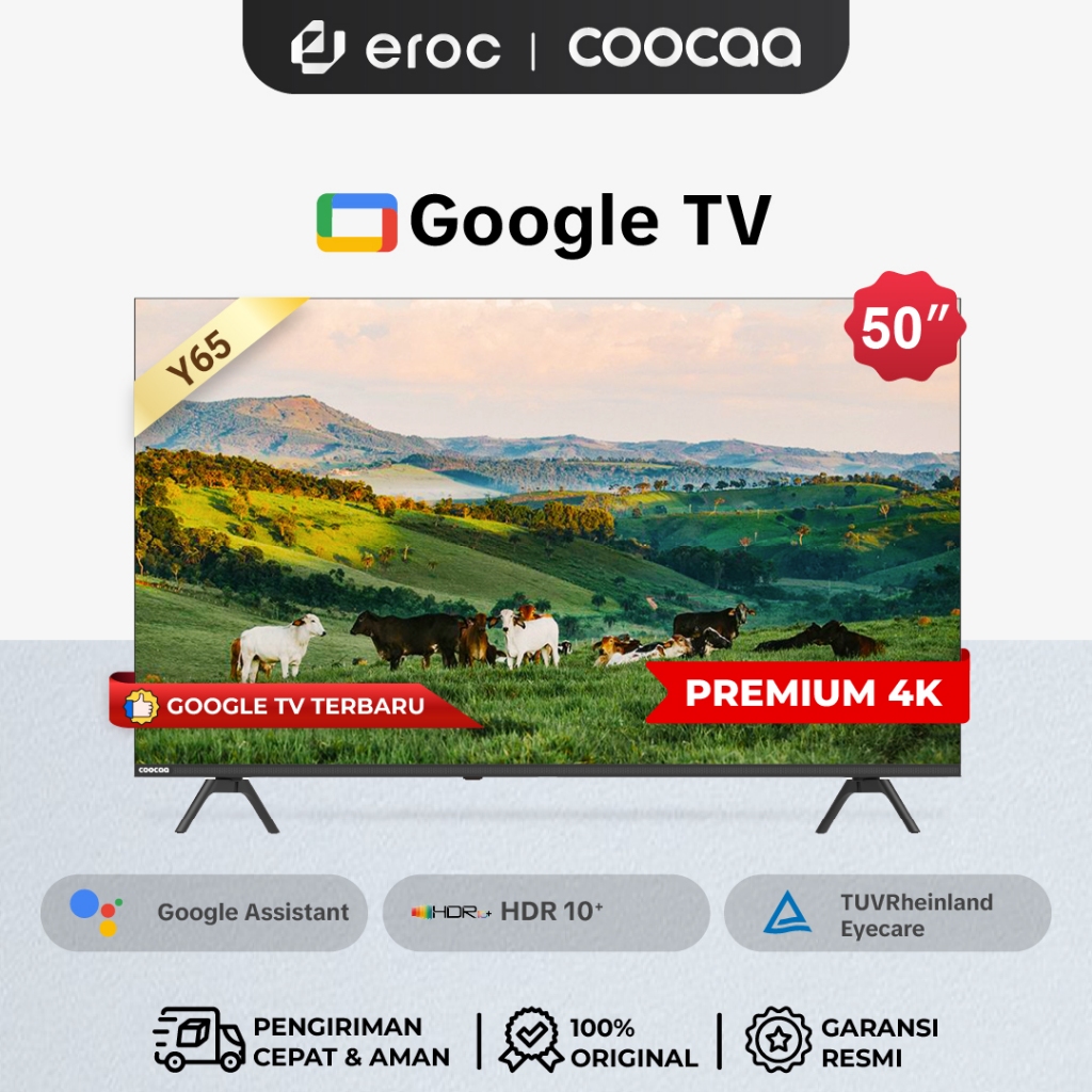 COOCAA TV 50 inch GOOGLE TV-Smart TV-4K UHD-Dolby Audio (Coocaa 50Y65)