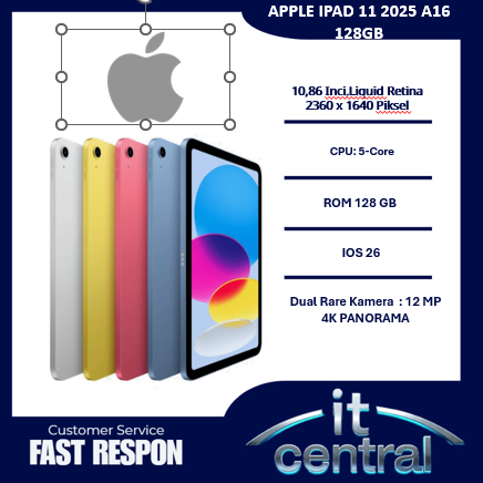 APPLE IPAD 11 2025 A16 128GB WIFI 11 INCH BLUE RSMI INDONESIA IBOX