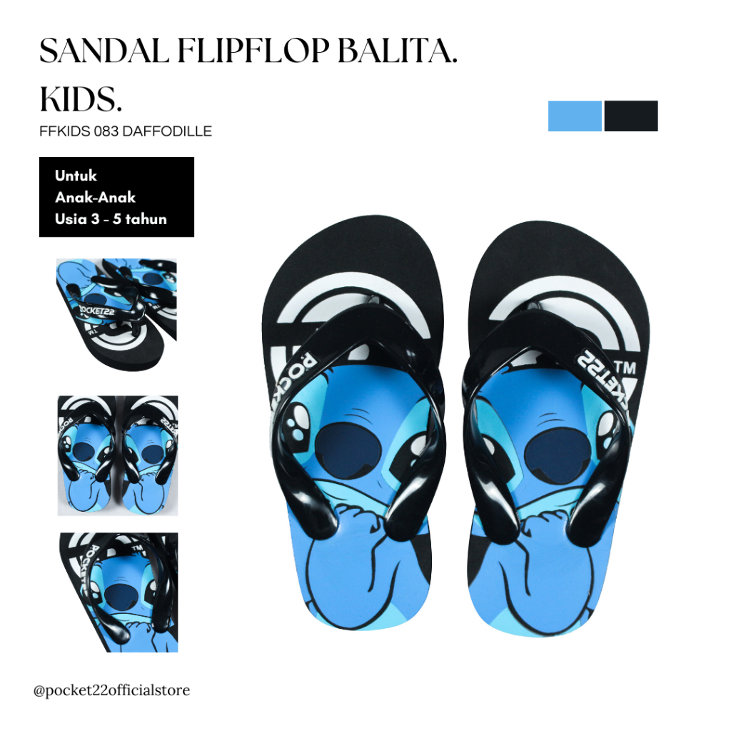 POCKET22 SANDAL MOTIF ANAK-ANAK FFKIDS 083 DAFFODILLE UNTUK USIA 3 - 5 TAHUN TERBARU