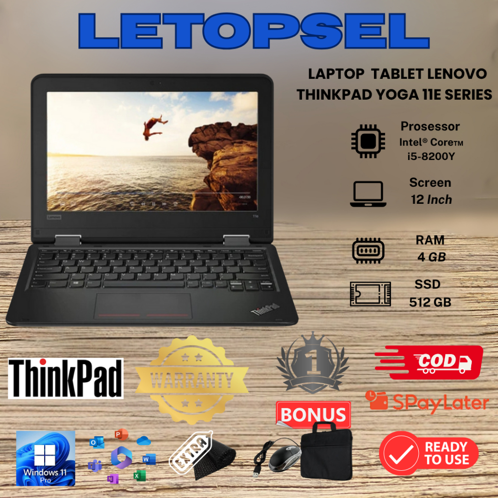 LAPTOP / TABLET LENOVO THINKPAD YOGA 11E SERIES RAM 8GB/256GB SSD - 4GB / 128GB