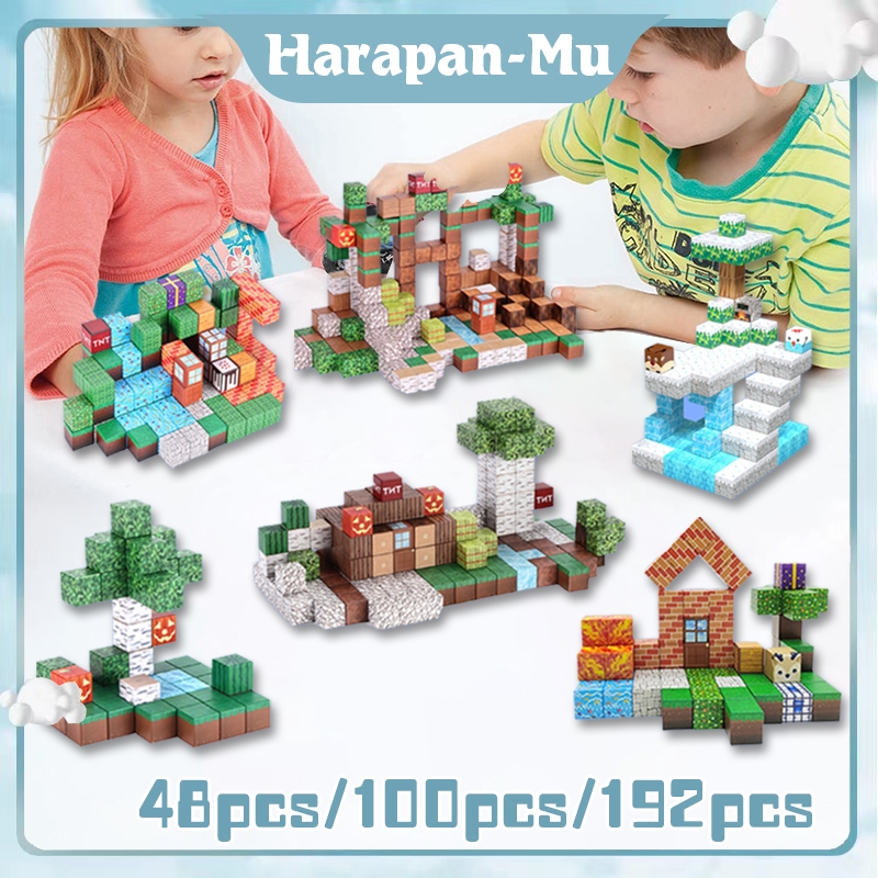 192Pcs Mainan Minecraft Magnet / Minecraft Magnetic Building Blocks / Mainan Magnetic Block