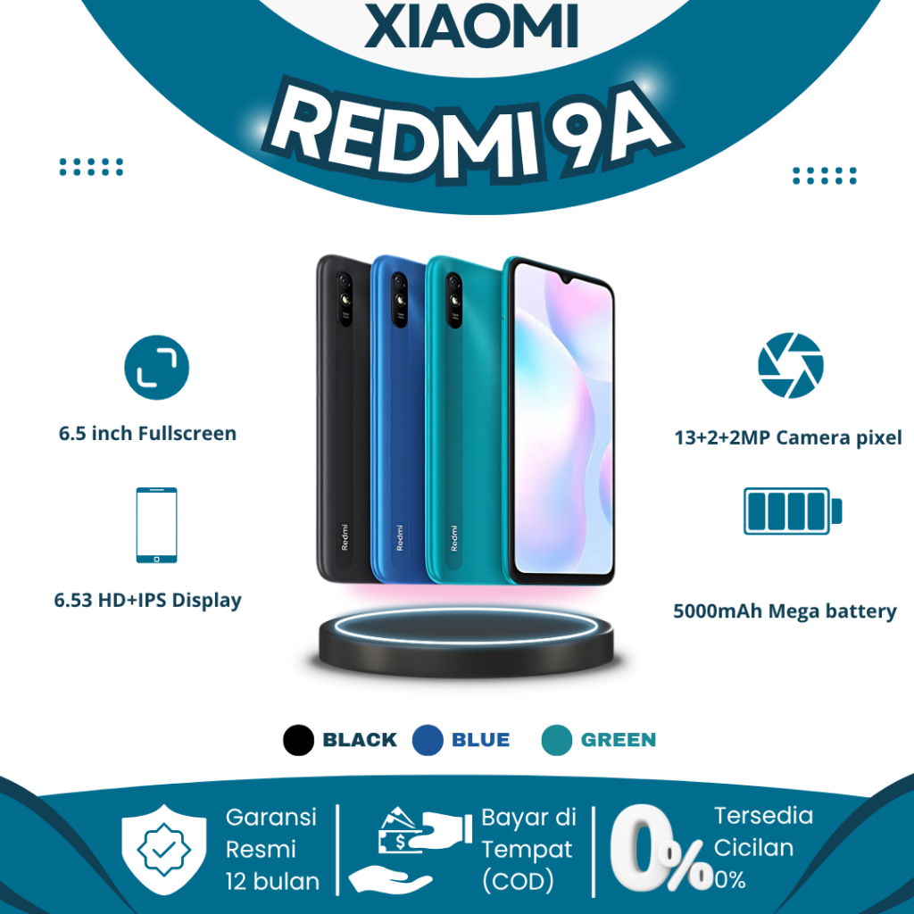 HP Xiaomi Redmi 9A RAM 6GB/128GB layar 6.52 inci Garansi 1 Tahun