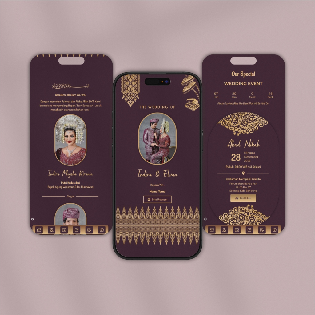 Undangan Digital Pernikahan Tema Adat Melayu Premium | Pakai Foto & Tanpa Foto