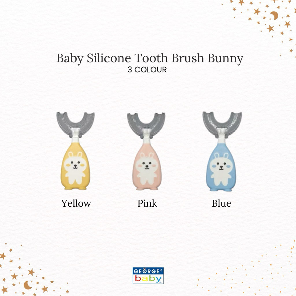GEORGE BABY - Baby Silicone Tooth Brush Motif Bunny George / Sikat Gigi bentuk U George (STBB)
