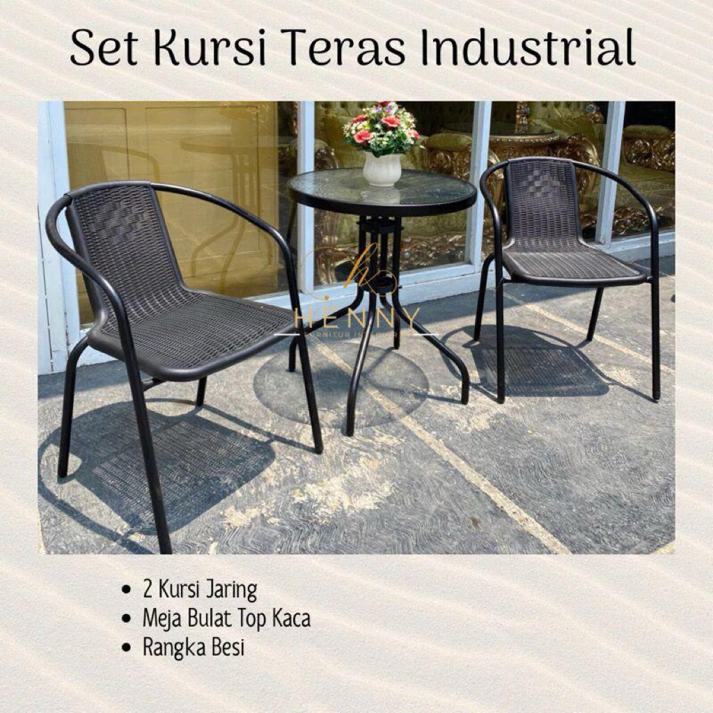 set kursi teras/kursi teras minimalis/kursi teras hitam/kursi teras aesthetic