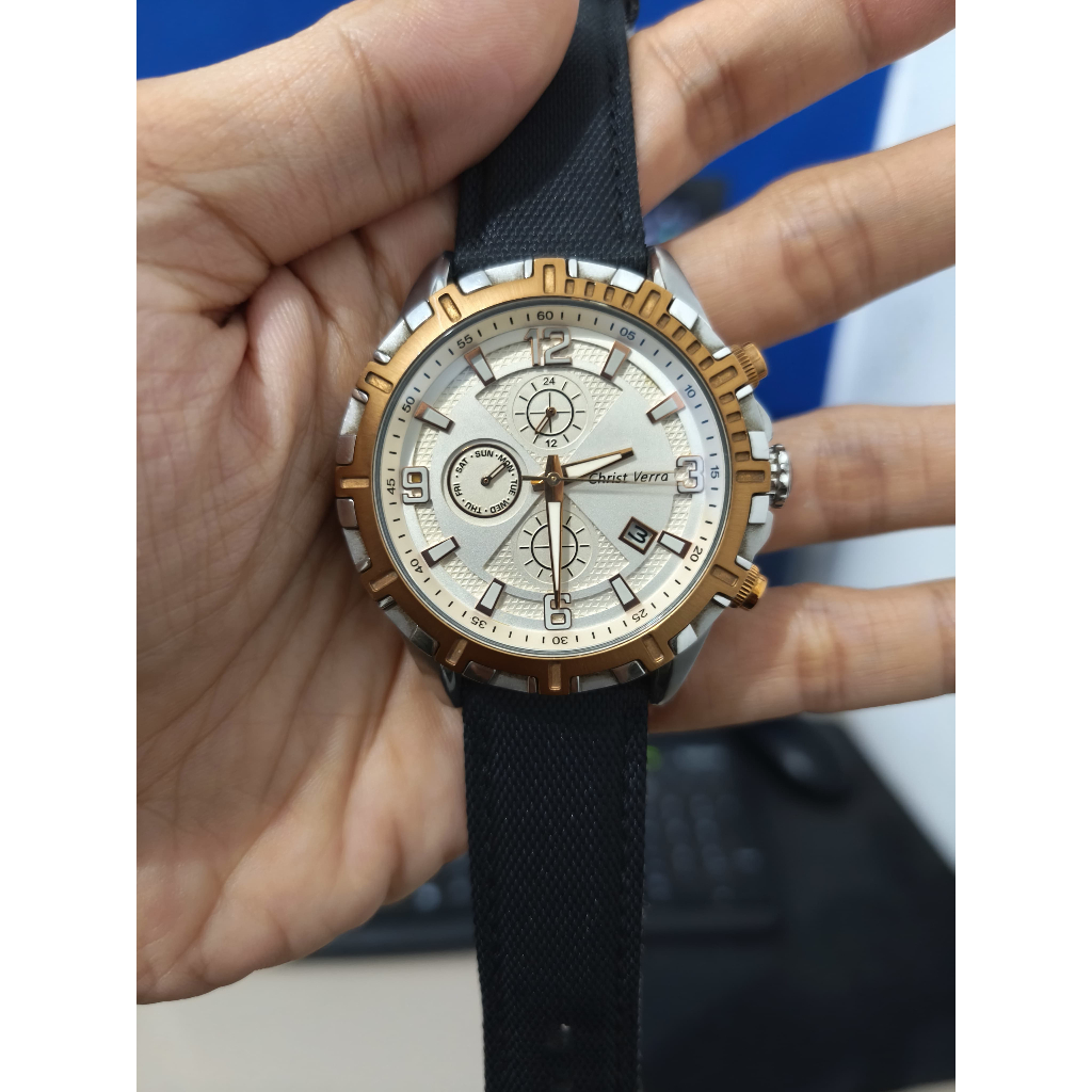 Christ Verra CV 71059G‑14 – Jam Tangan Pria, Kondisi Bagus, Strap Pengganti, Tanpa Box - Second