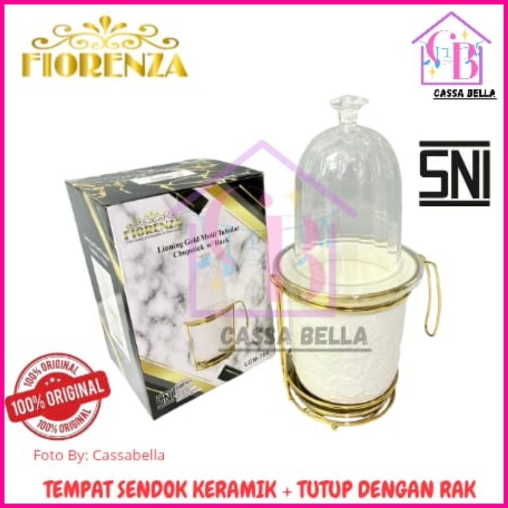 Tempat Sendok Keramik Fiorenza Dengan Tutup LGM 788 / Tempat Sendok Keramik Marble FIORENZA