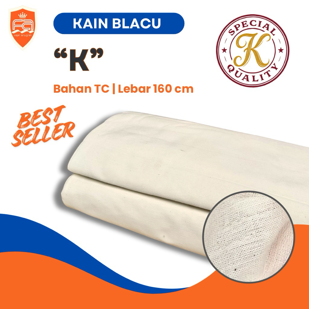 (40 Meter) Kain Blacu cap K Lebar 160 cm (Blaco / Belacu / Belaco / Greige) | Bahan Totebag, Dekoras