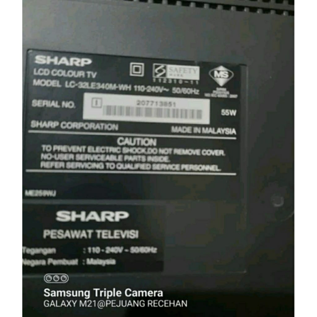 PSU TV Led Sharp Aquos LC-32LE340M Normal Ex Panel Pecah