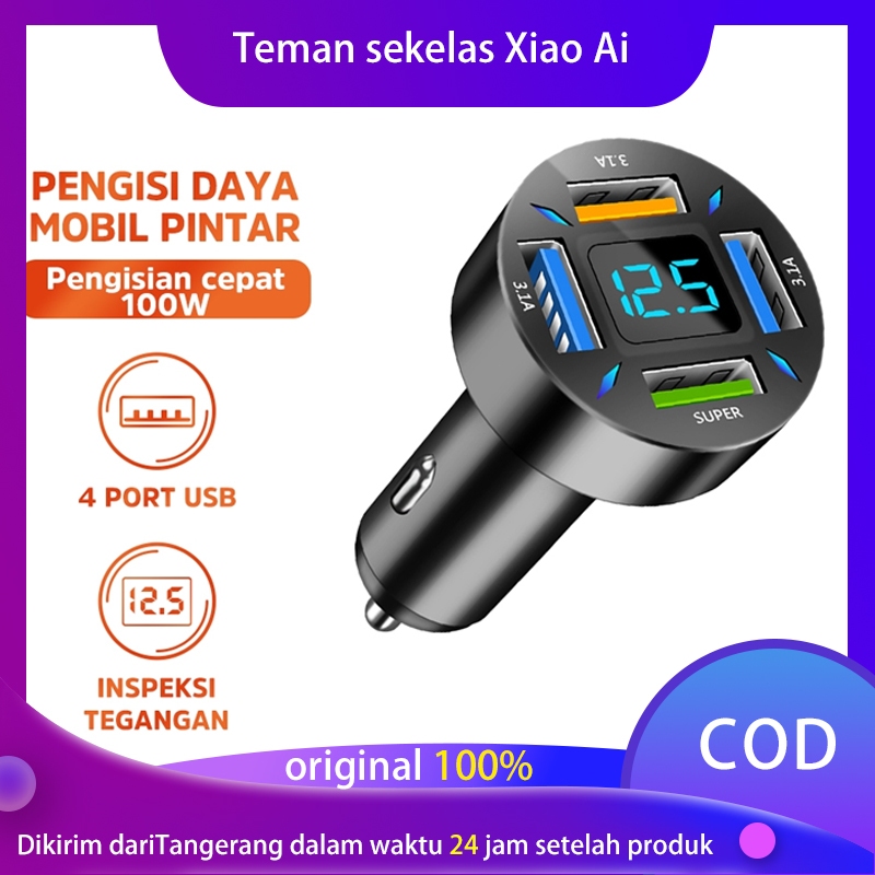 SEAMETAL Charger Mobil Fast Charging Charger Mobil 4 USB 2.4AQC 3.0 Car Charger Fast Charging Type C