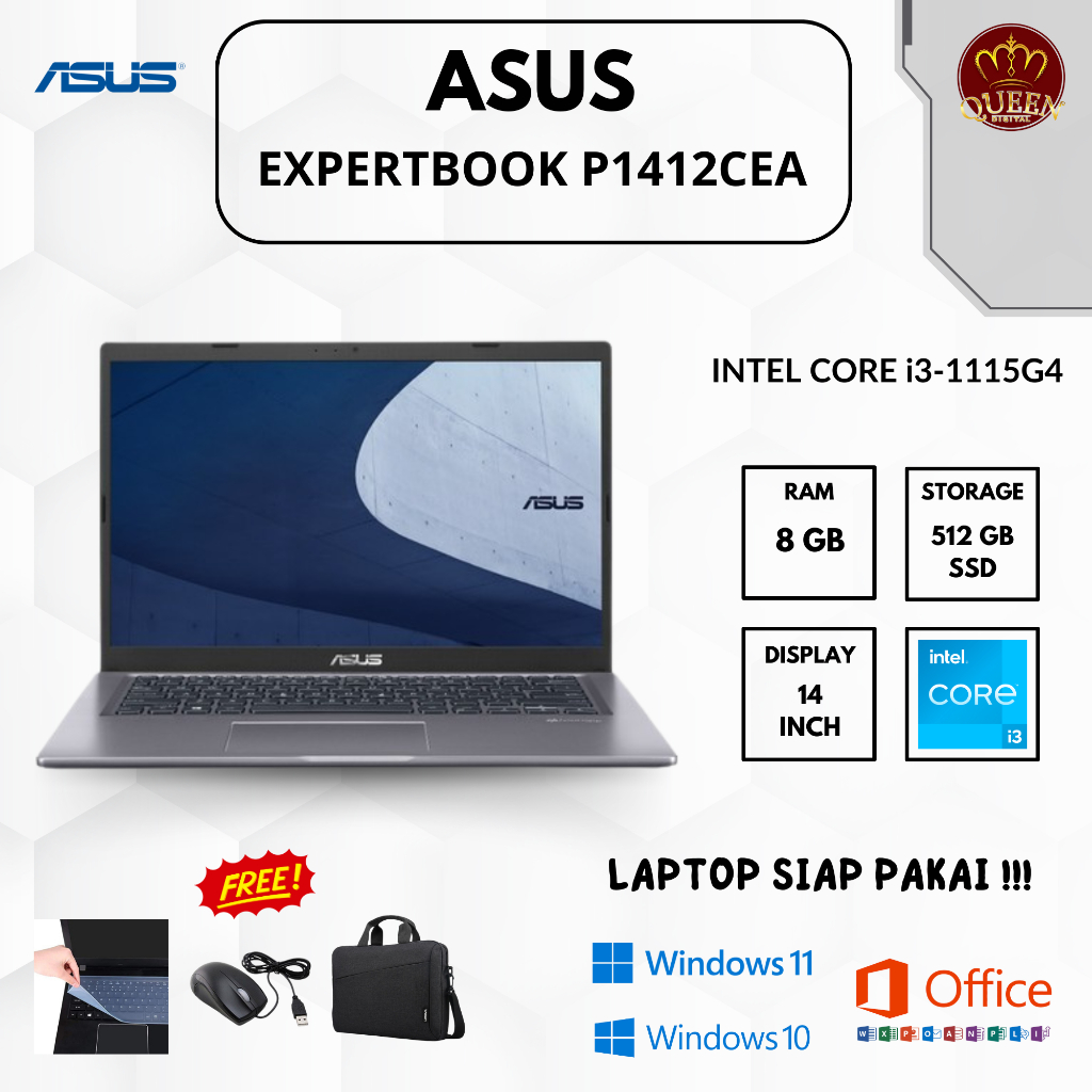 ASUS EXPERTBOOK P1412CEA | INTEL CORE i3-1115G4 | 16GB RAM | SSD 512GB | 14 INCH