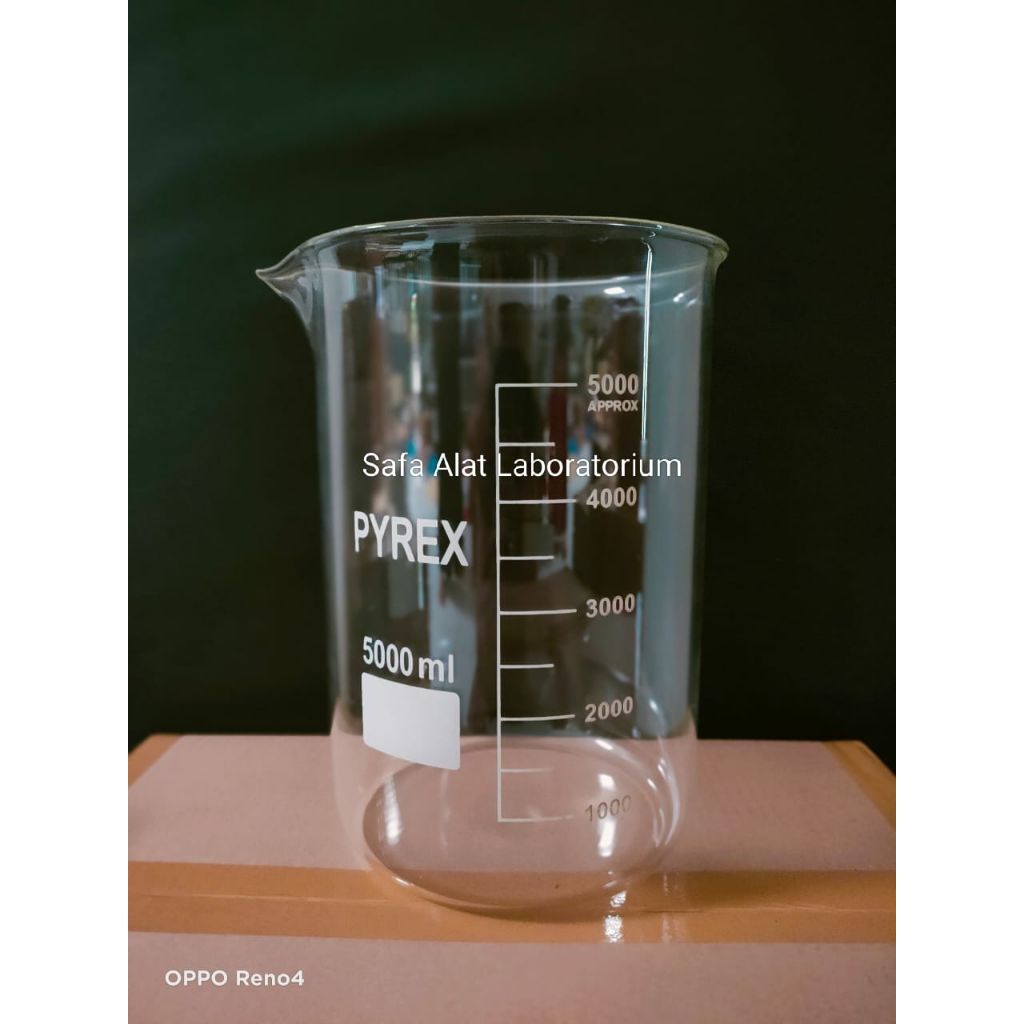 Beaker Glass 5000ml Gelas Piala Gelas Takar Gelas Kimia Pyrex