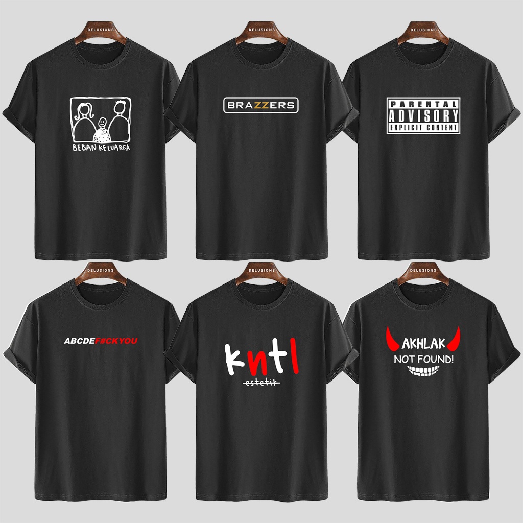 Kaos Distro Unisex Oversize Kekinian Desain Tulisan Lucu Sarkas Nyeleneh Trendy Streetwear Pria Wani