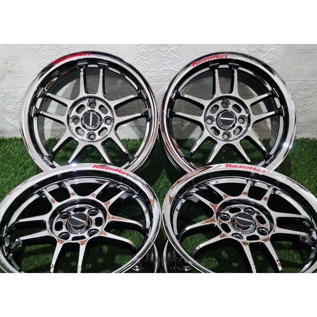 Velg mobil racing hart Cp-035 R15 ( baru ) black chrome
