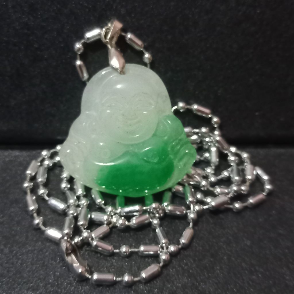 kalung Titanium Giok Hijau Serat Maitreya milekhud Buddha