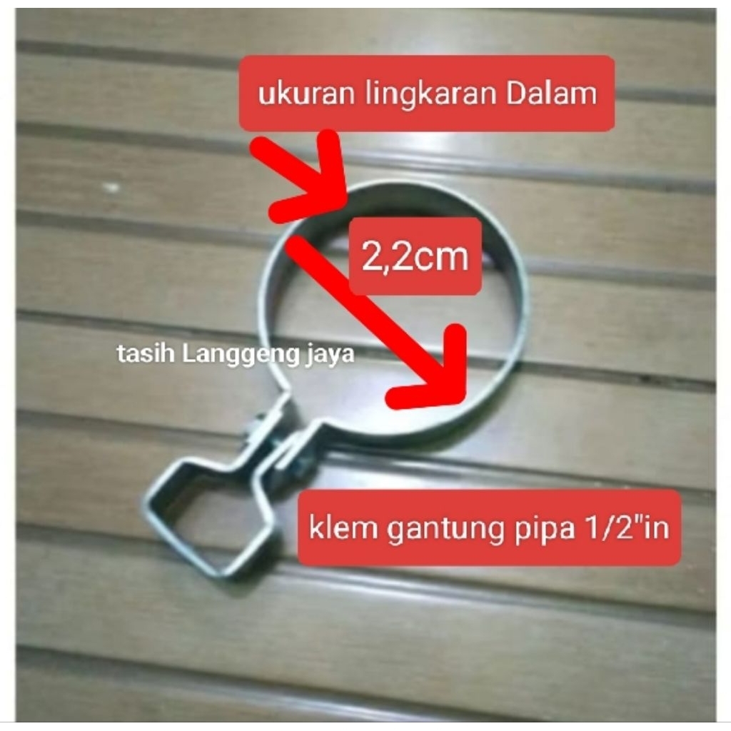 klem gantung pipa 1/2"inch besi tebal