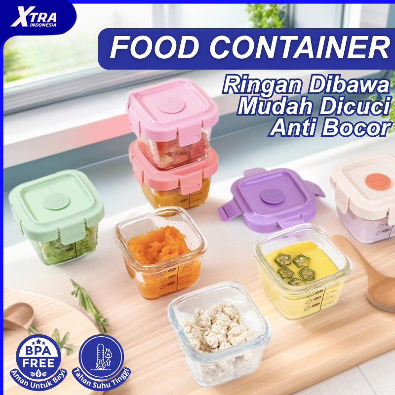 Toples Tempat Penyimpanan Makanan Gelas Kaca Anti Tumpah Tahan Panas Microwave Kulkas Kedap Peralata
